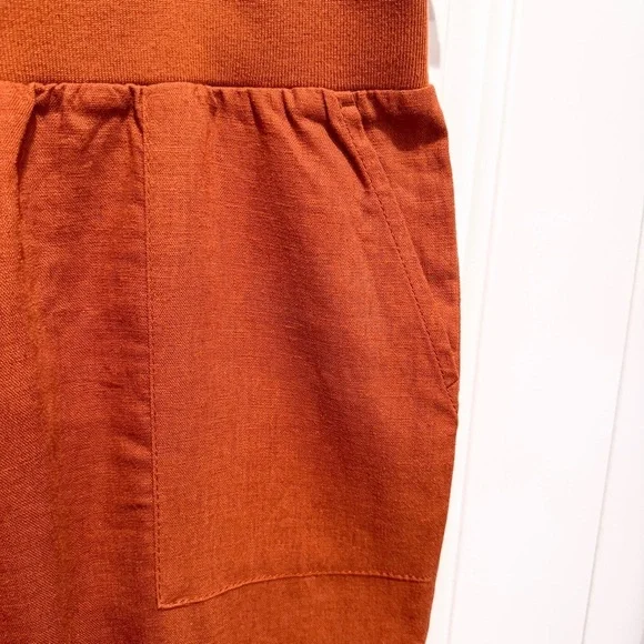 Women's Linen Blend Terracotta Joggers - Picture 7 of 8